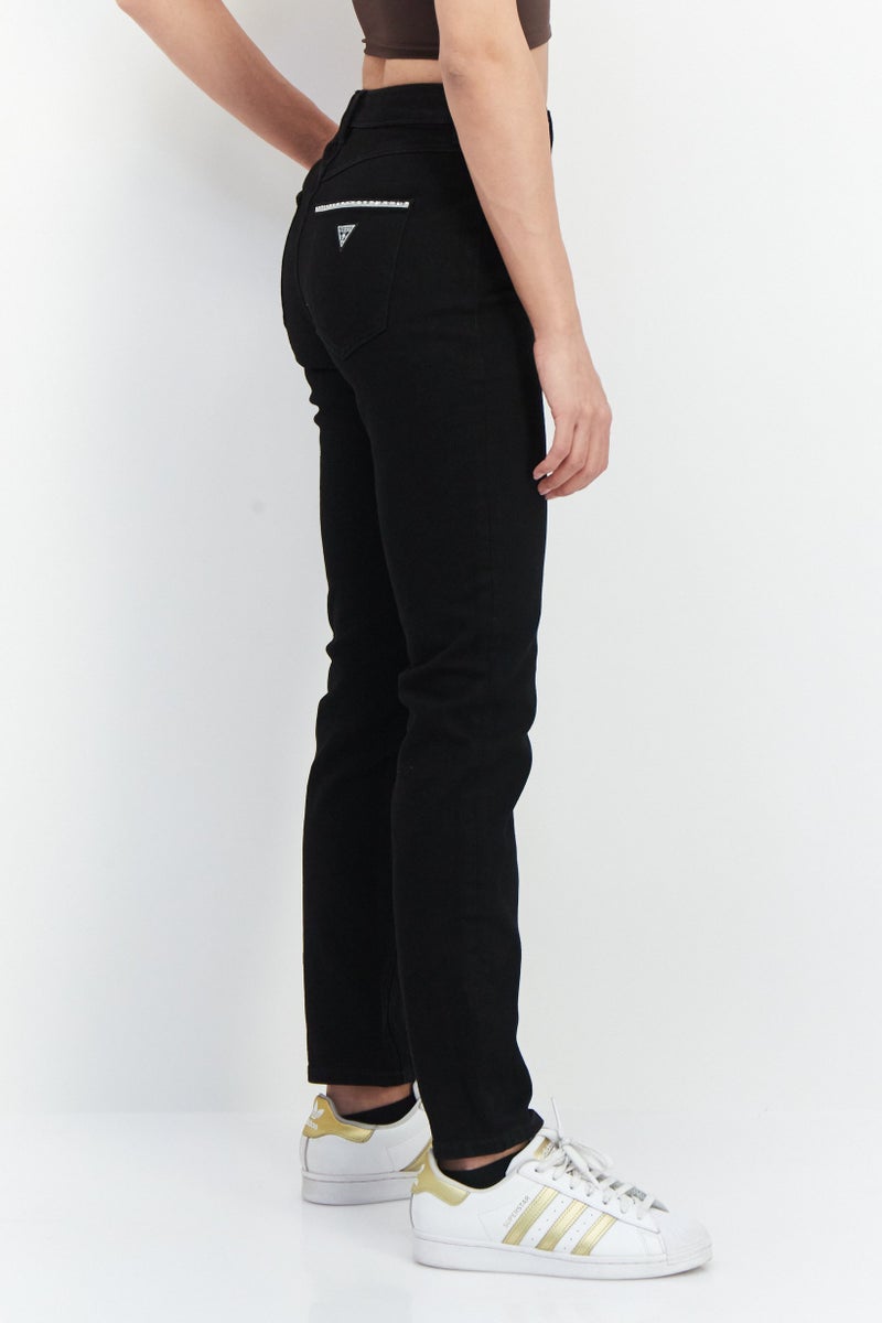 GUESS Women Skinny Fit Solid Stretchable Jeans, Black - Image 4